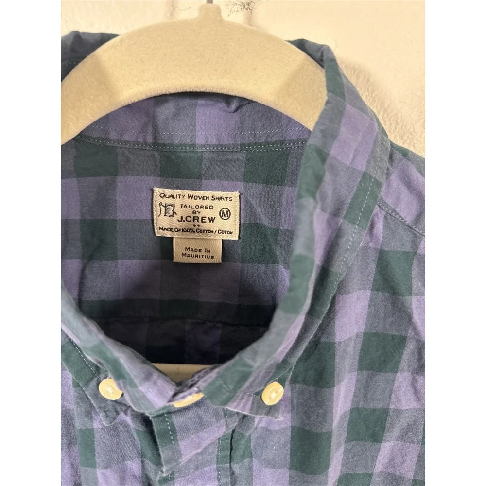 J. Crew Men's‎ Button Front Shirt Purple Checked Plaid 100 % Cotton Casual M1